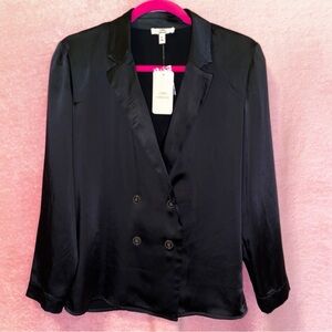 Como Vintage Black Longsleeve Blazer Top Lady Boss Business Old Money Small Chic